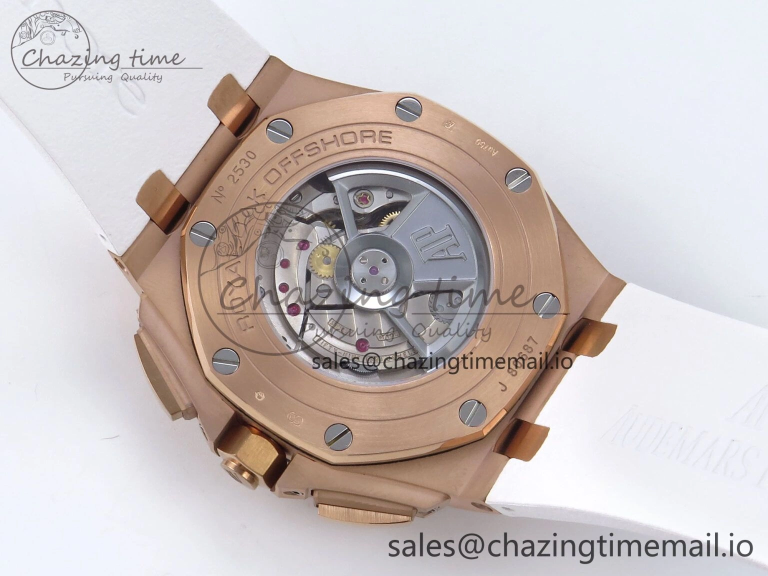 Royal Oak Offshore 44mm RG TKF 1:1 Best Edition White Dial on White Rubber Strap A SportInspired 4363