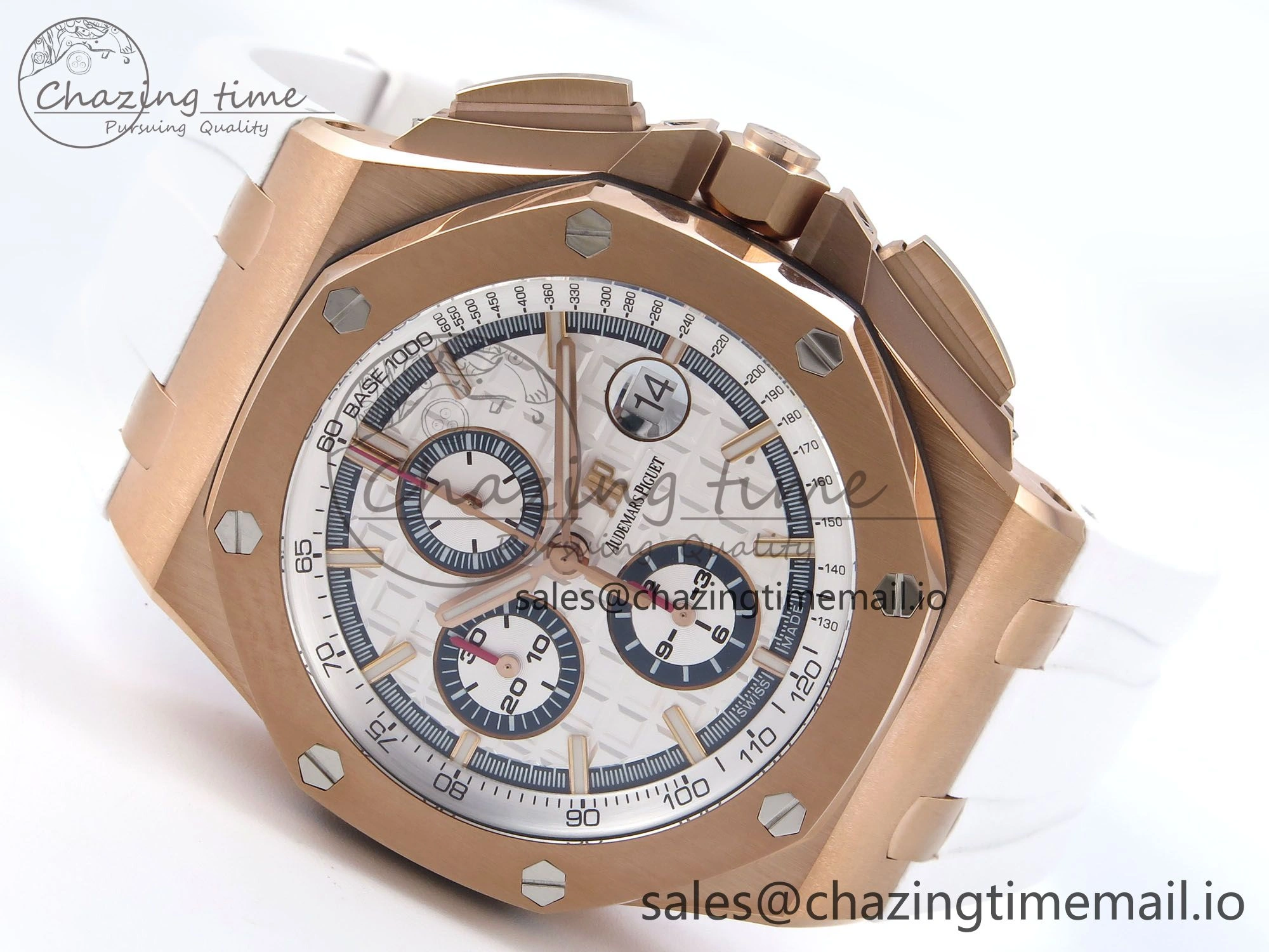 Royal Oak Offshore 44mm RG TKF 1:1 Best Edition White Dial on White Rubber Strap A SportInspired 4363