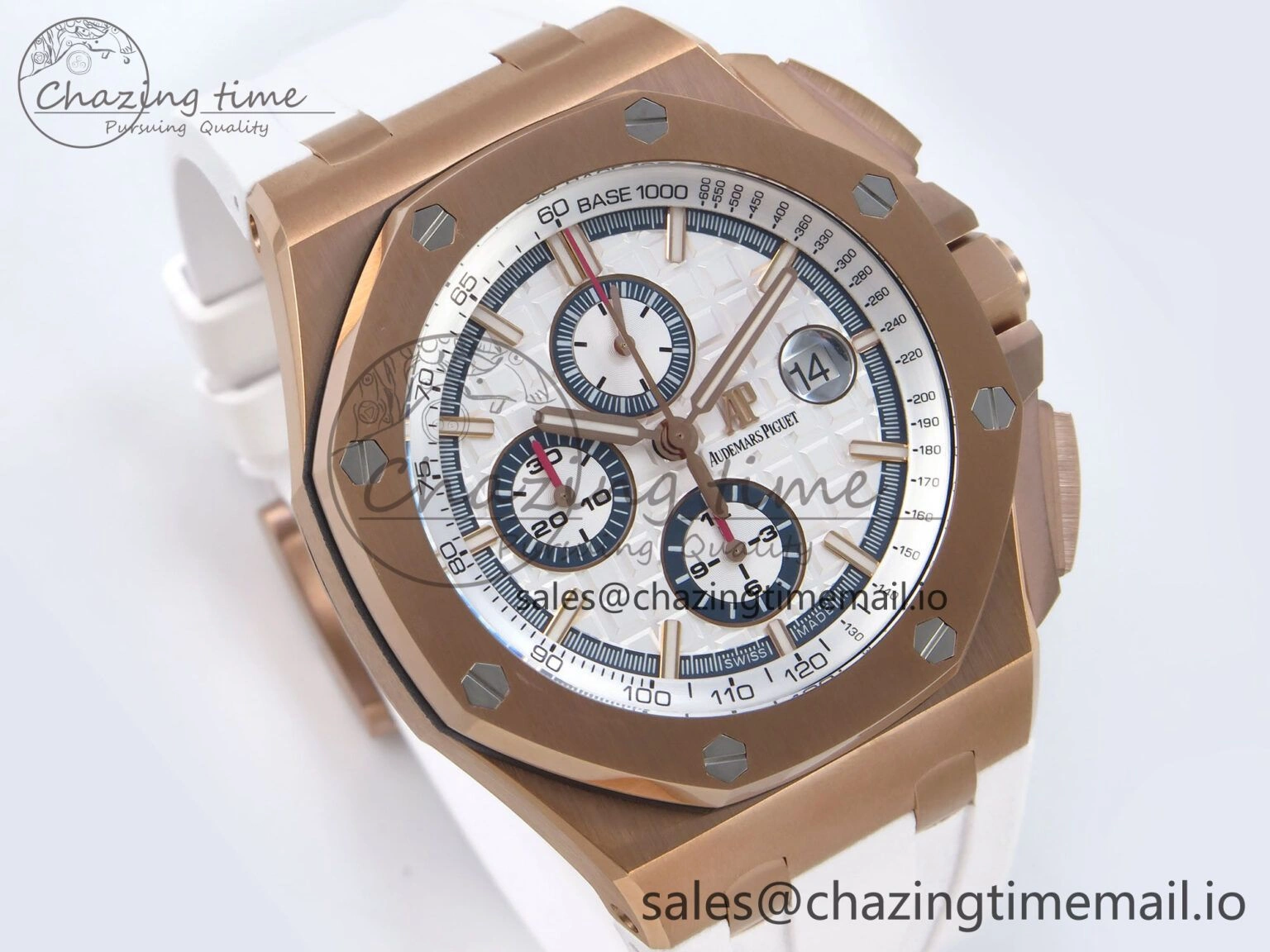 Royal Oak Offshore 44mm RG TKF 1:1 Best Edition White Dial on White Rubber Strap A SportInspired 4363