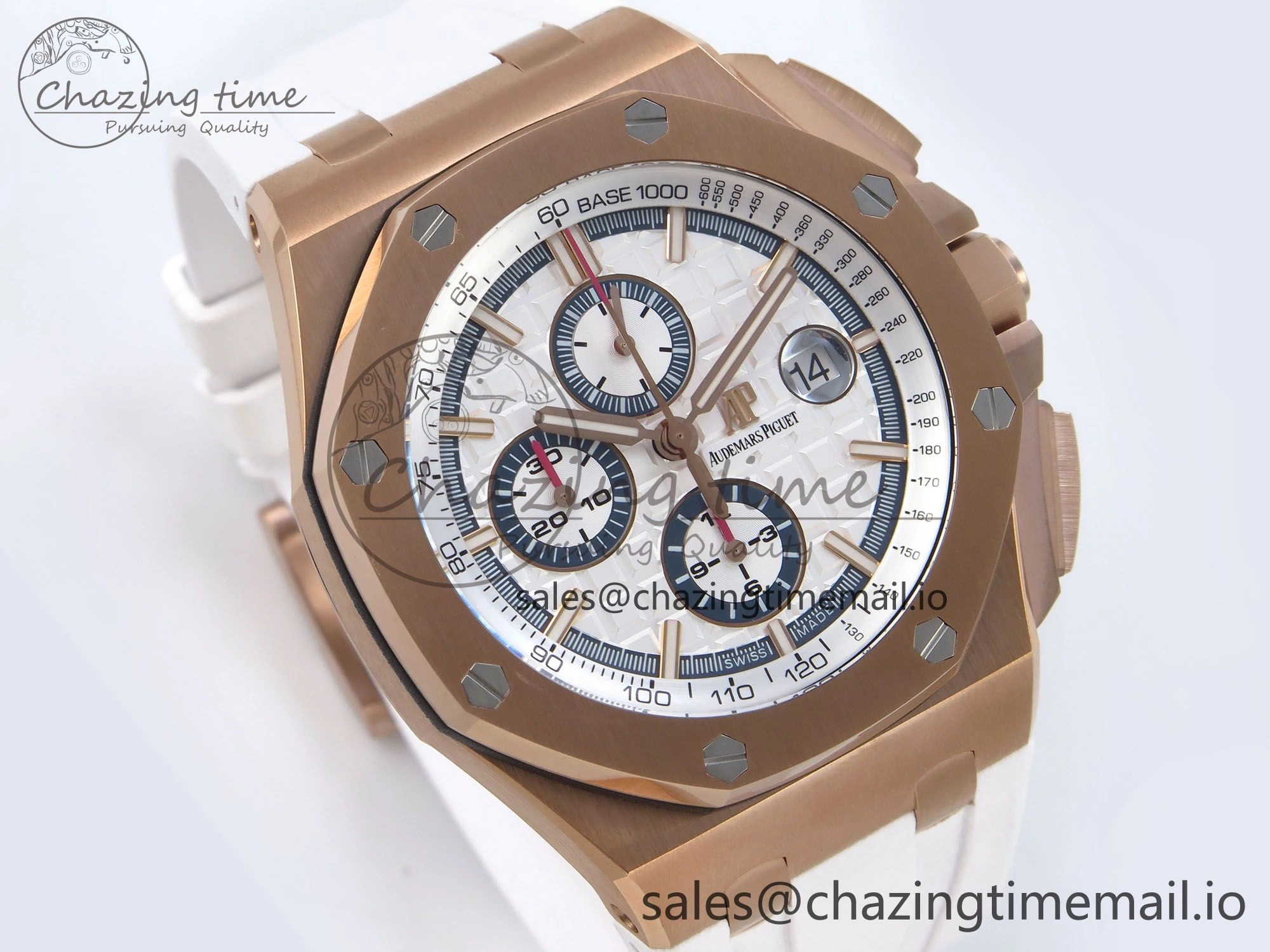 Royal Oak Offshore 44mm RG TKF 1:1 Best Edition White Dial on White Rubber Strap A SportInspired 4363