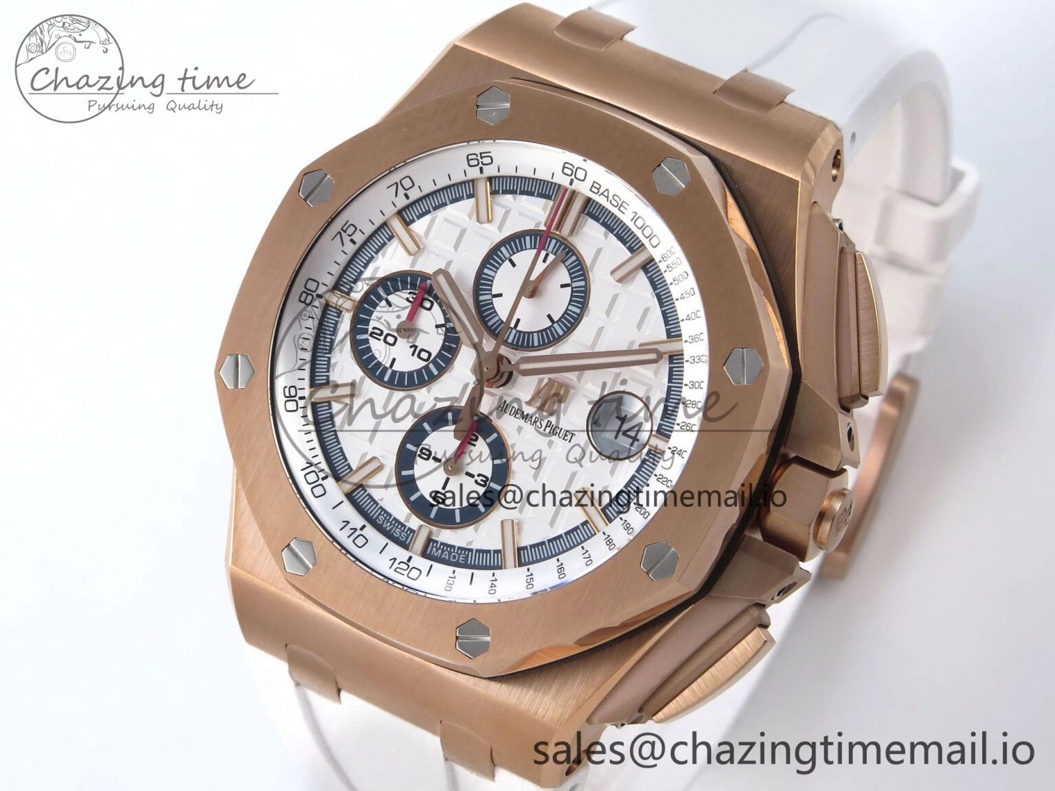 Royal Oak Offshore 44mm RG TKF 1:1 Best Edition White Dial on White Rubber Strap A SportInspired 4363