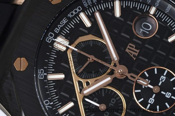 Royal Oak Offshore 44mm Real Ceramic APF 1:1 Best Edition Black Dial RG Markers on Rubber Strap A Refined 4697