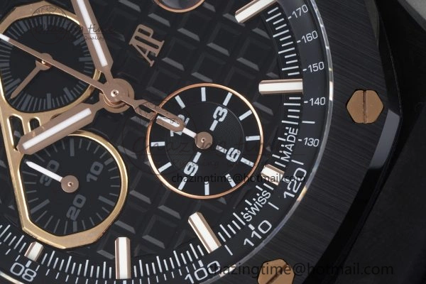 Royal Oak Offshore 44mm Real Ceramic APF 1:1 Best Edition Black Dial RG Markers on Rubber Strap A Refined 4697
