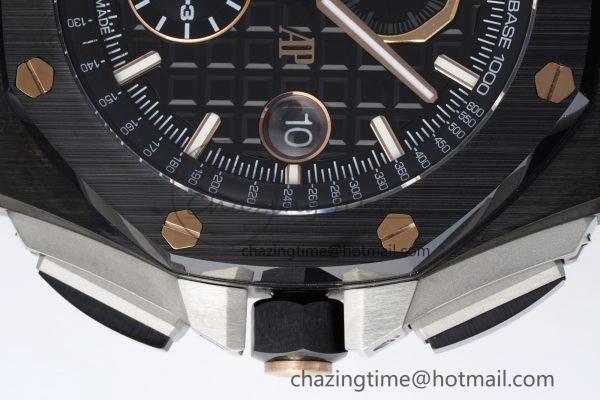Royal Oak Offshore 44mm Real Ceramic APF 1:1 Best Edition Black Dial RG Markers on Rubber Strap A Refined 4697