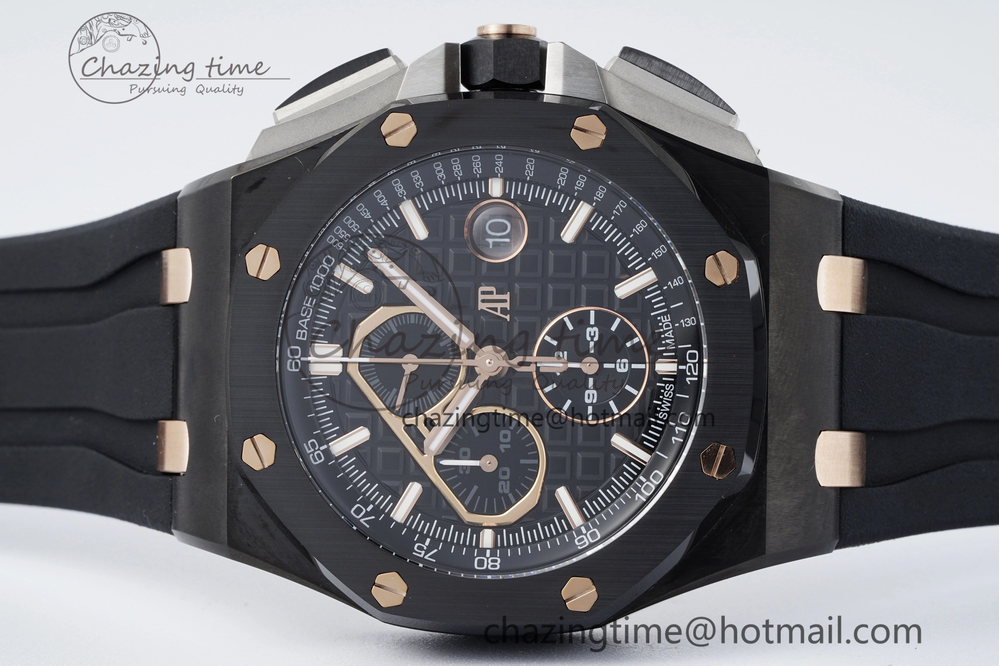 Royal Oak Offshore 44mm Real Ceramic APF 1:1 Best Edition Black Dial RG Markers on Rubber Strap A Refined 4697