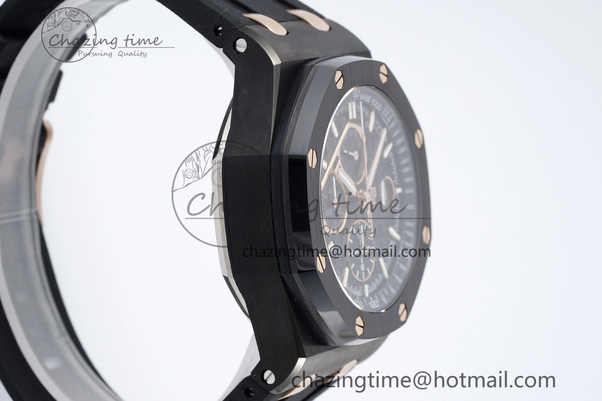 Royal Oak Offshore 44mm Real Ceramic APF 1:1 Best Edition Black Dial RG Markers on Rubber Strap A Refined 4697