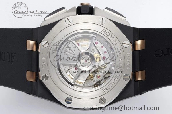 Royal Oak Offshore 44mm Real Ceramic APF 1:1 Best Edition Black Dial RG Markers on Rubber Strap A Refined 4697