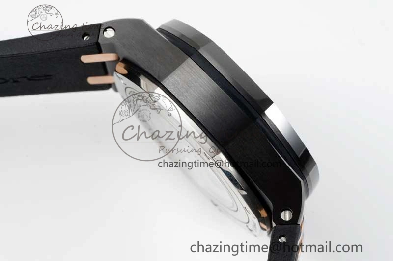 Colorful Royal Oak Offshore 44mm Real Ceramic RSF 1:1 Best Edition Black Dial RG Markers on Rubber Strap A 4758