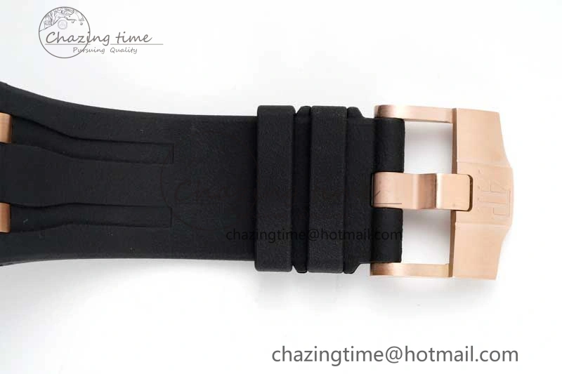 Colorful Royal Oak Offshore 44mm Real Ceramic RSF 1:1 Best Edition Black Dial RG Markers on Rubber Strap A 4758