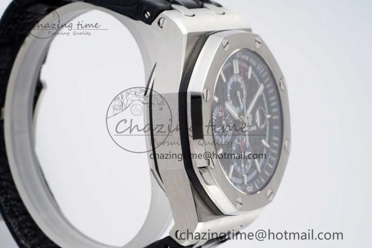 Neat Royal Oak Offshore 44mm SS APF 1:1 Best Edition Black Blue Dial on Black Leather Strap A 4715