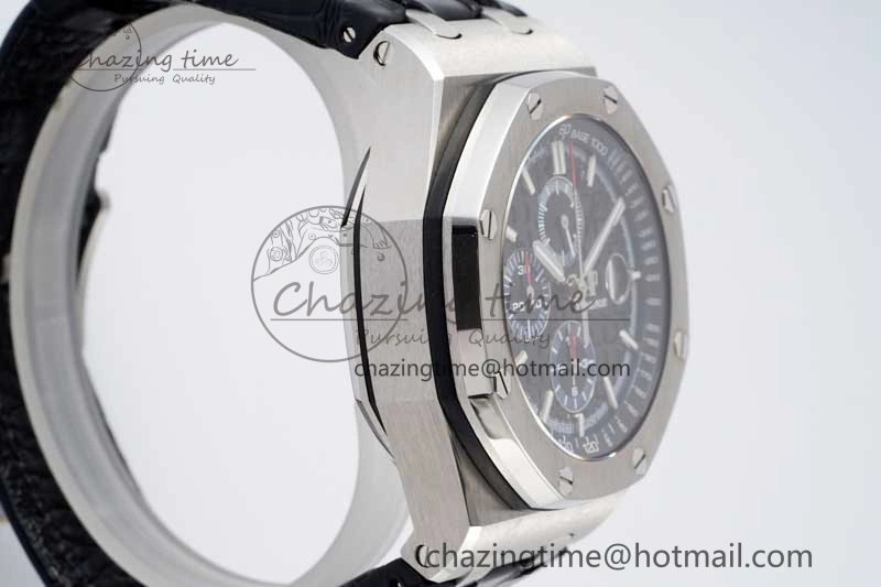 Neat Royal Oak Offshore 44mm SS APF 1:1 Best Edition Black Blue Dial on Black Leather Strap A 4715
