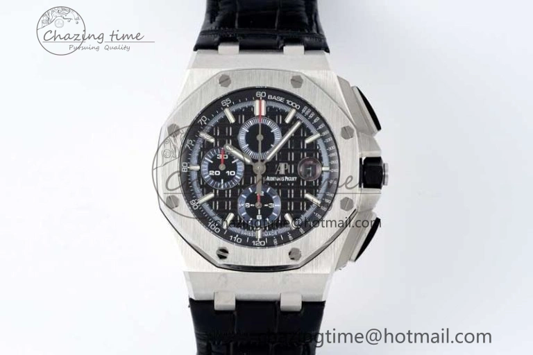 Neat Royal Oak Offshore 44mm SS APF 1:1 Best Edition Black Blue Dial on Black Leather Strap A 4715
