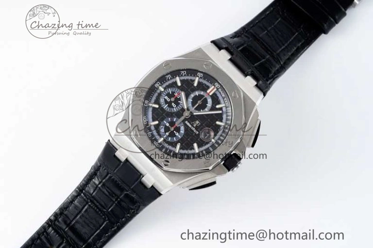 Neat Royal Oak Offshore 44mm SS APF 1:1 Best Edition Black Blue Dial on Black Leather Strap A 4715