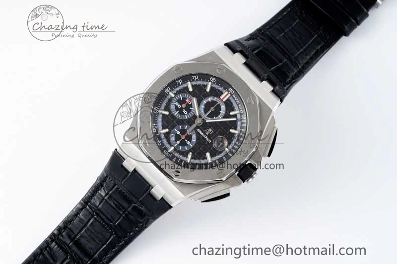 Neat Royal Oak Offshore 44mm SS APF 1:1 Best Edition Black Blue Dial on Black Leather Strap A 4715