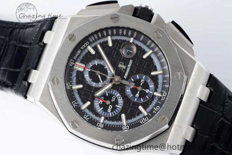 Neat Royal Oak Offshore 44mm SS APF 1:1 Best Edition Black Blue Dial on Black Leather Strap A 4715