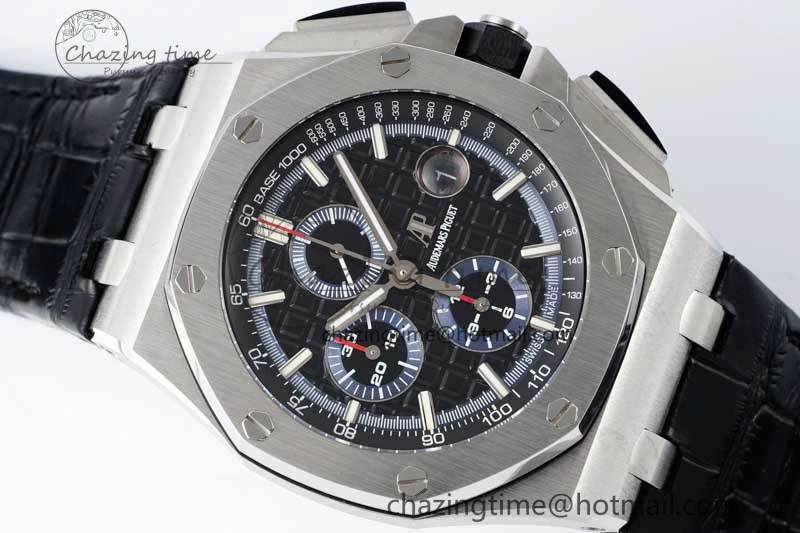 Neat Royal Oak Offshore 44mm SS APF 1:1 Best Edition Black Blue Dial on Black Leather Strap A 4715