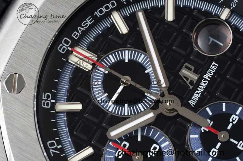 Neat Royal Oak Offshore 44mm SS APF 1:1 Best Edition Black Blue Dial on Black Leather Strap A 4715