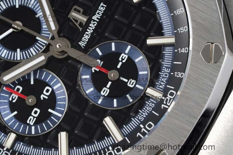 Neat Royal Oak Offshore 44mm SS APF 1:1 Best Edition Black Blue Dial on Black Leather Strap A 4715