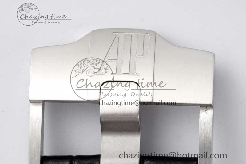 Tailored Royal Oak Offshore 44mm SS APF 1:1 Best Edition Gray Blue Dial on Black Leather Strap A 4673