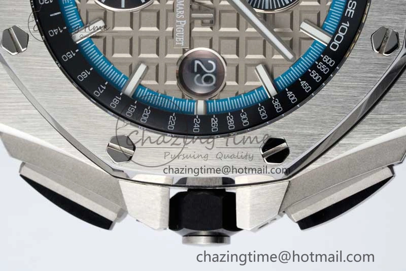 Tailored Royal Oak Offshore 44mm SS APF 1:1 Best Edition Gray Blue Dial on Black Leather Strap A 4673
