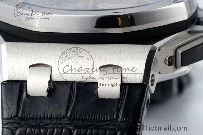 Tailored Royal Oak Offshore 44mm SS APF 1:1 Best Edition Gray Blue Dial on Black Leather Strap A 4673