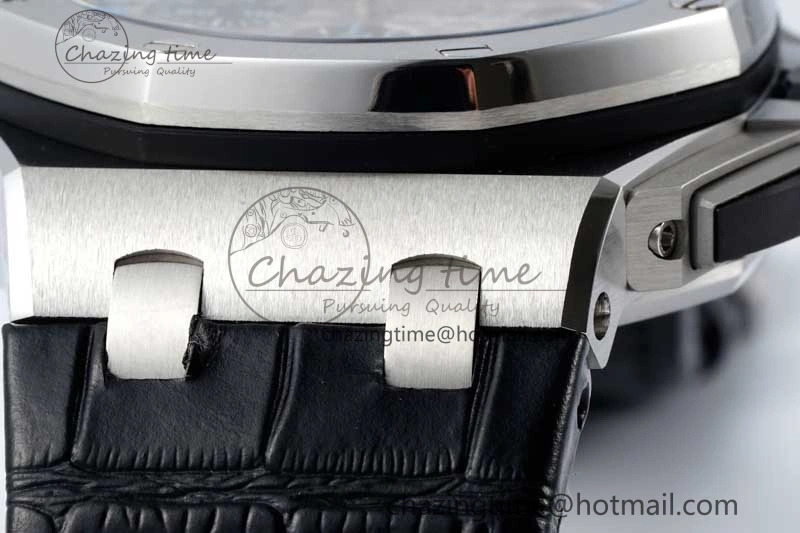 Tailored Royal Oak Offshore 44mm SS APF 1:1 Best Edition Gray Blue Dial on Black Leather Strap A 4673