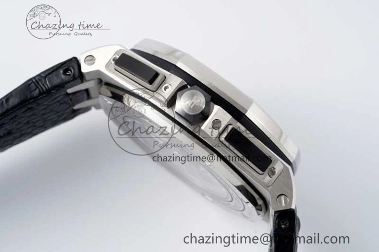 Tailored Royal Oak Offshore 44mm SS APF 1:1 Best Edition Gray Blue Dial on Black Leather Strap A 4673