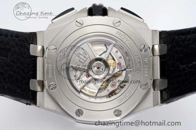 Tailored Royal Oak Offshore 44mm SS APF 1:1 Best Edition Gray Blue Dial on Black Leather Strap A 4673