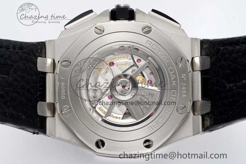 Tailored Royal Oak Offshore 44mm SS APF 1:1 Best Edition Gray Blue Dial on Black Leather Strap A 4673