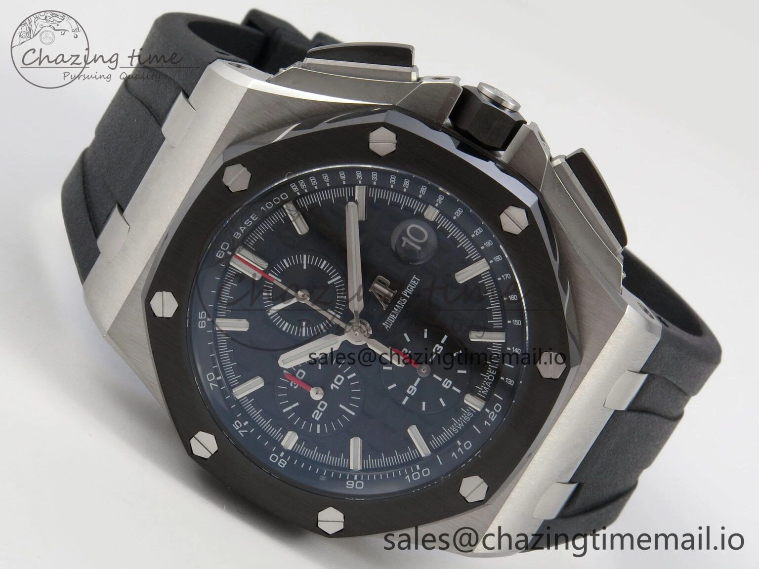 Casual Royal Oak Offshore 44mm SS APPF Best Edition Black Dial Ceramic Bezel on Black Rubber Strap SA 4239