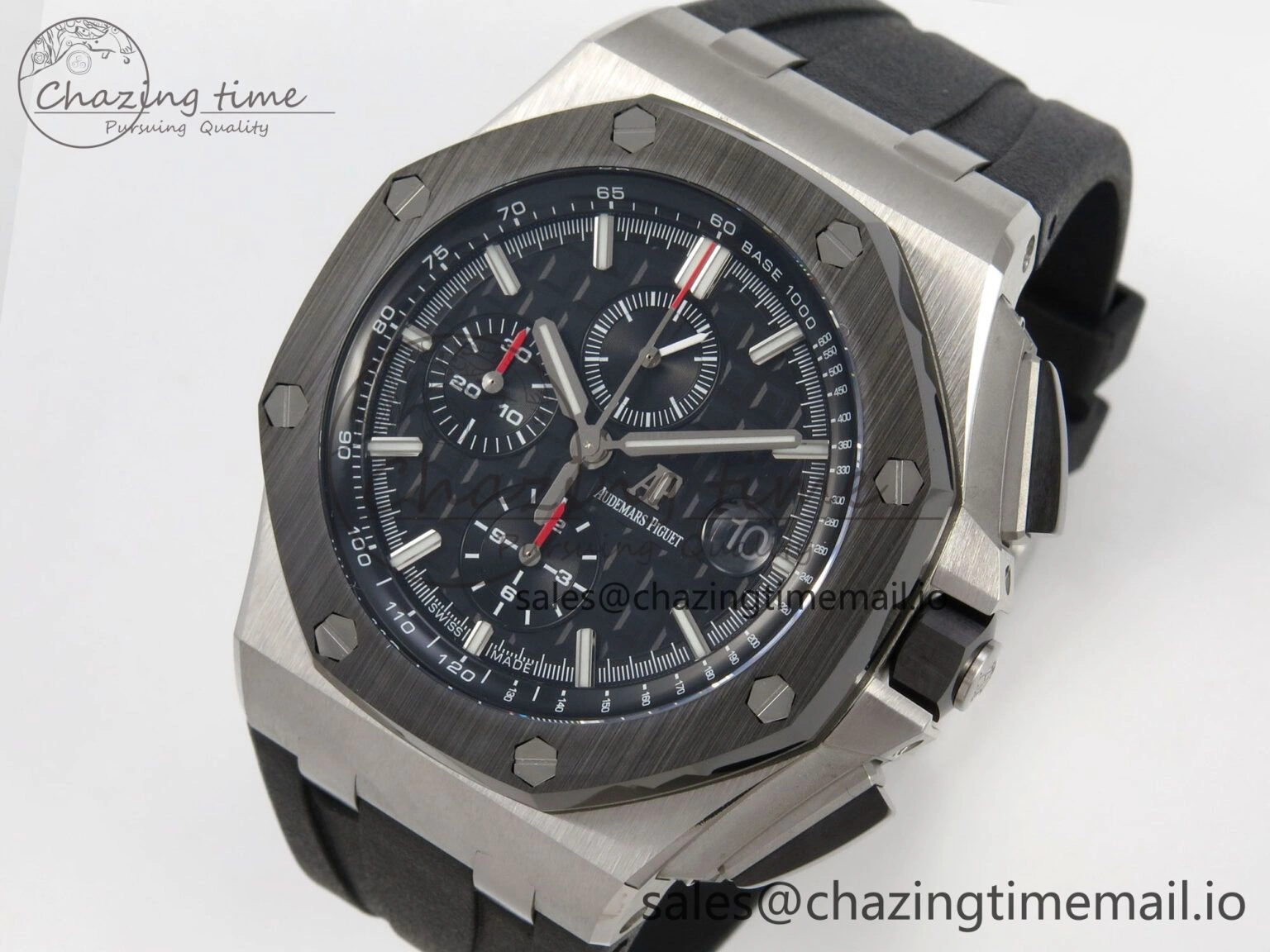 Casual Royal Oak Offshore 44mm SS APPF Best Edition Black Dial Ceramic Bezel on Black Rubber Strap SA 4239