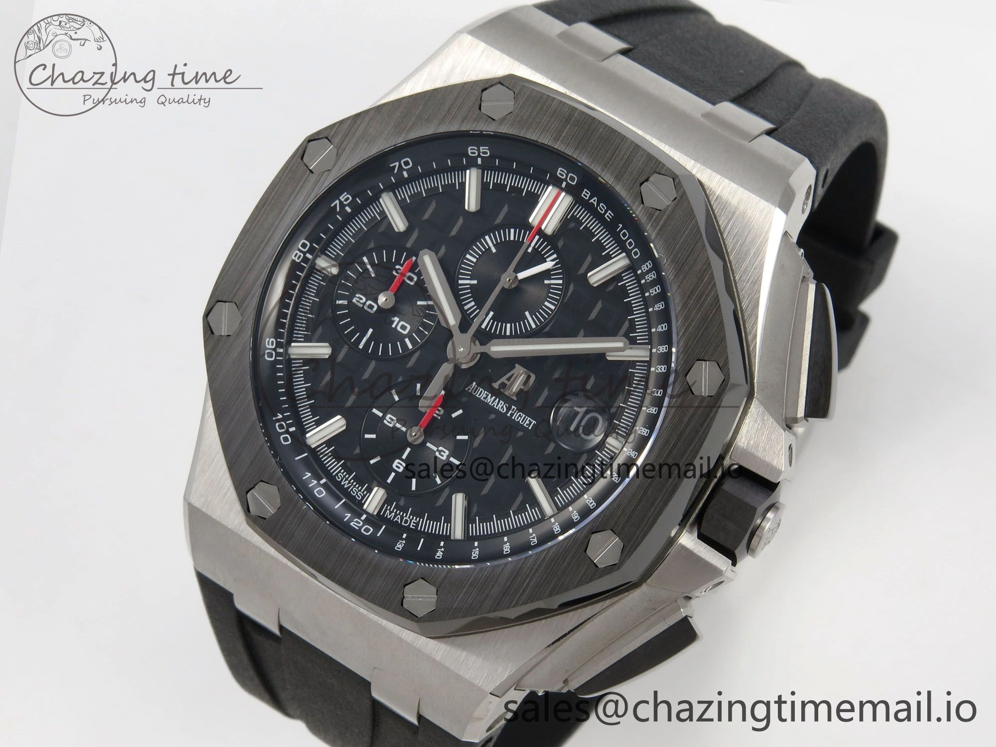 Casual Royal Oak Offshore 44mm SS APPF Best Edition Black Dial Ceramic Bezel on Black Rubber Strap SA 4239
