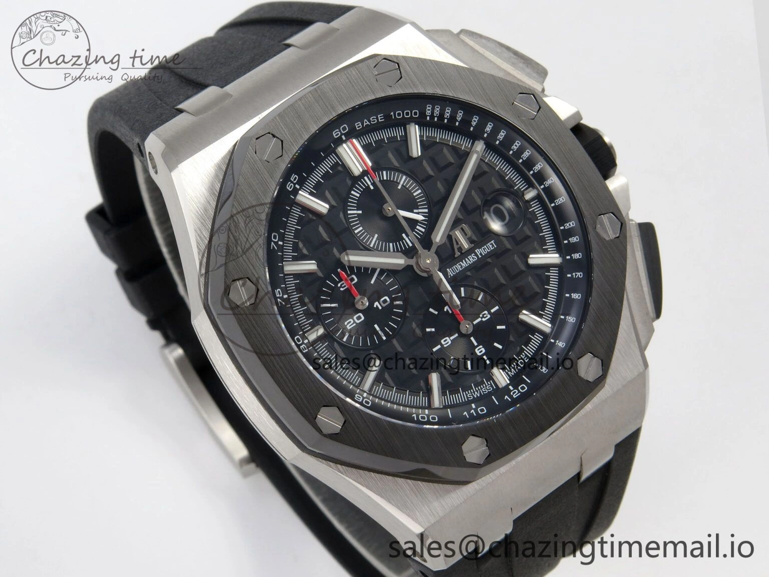 Casual Royal Oak Offshore 44mm SS APPF Best Edition Black Dial Ceramic Bezel on Black Rubber Strap SA 4239