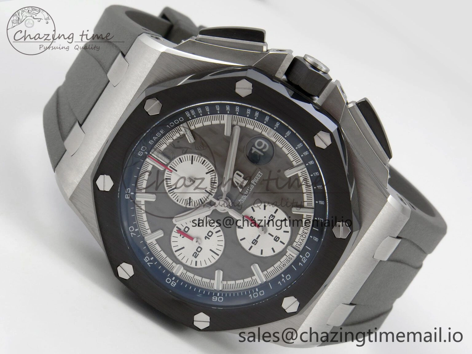 Royal Oak Offshore 44mm SS APPF Best Edition Gray White Dial Ceramic Bezel on Gray Rubber Strap SA Compact 4242