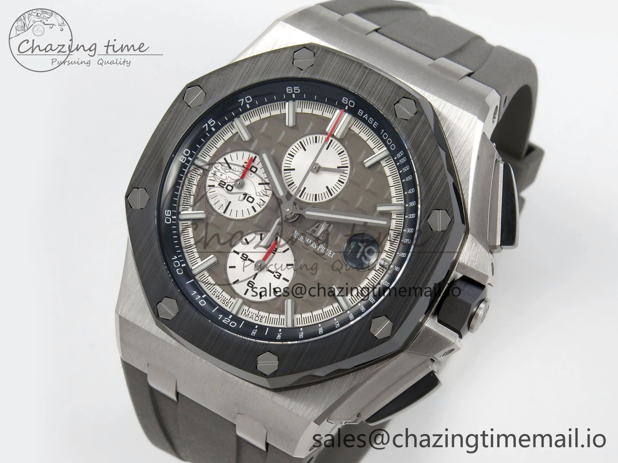 Royal Oak Offshore 44mm SS APPF Best Edition Gray White Dial Ceramic Bezel on Gray Rubber Strap SA Compact 4242