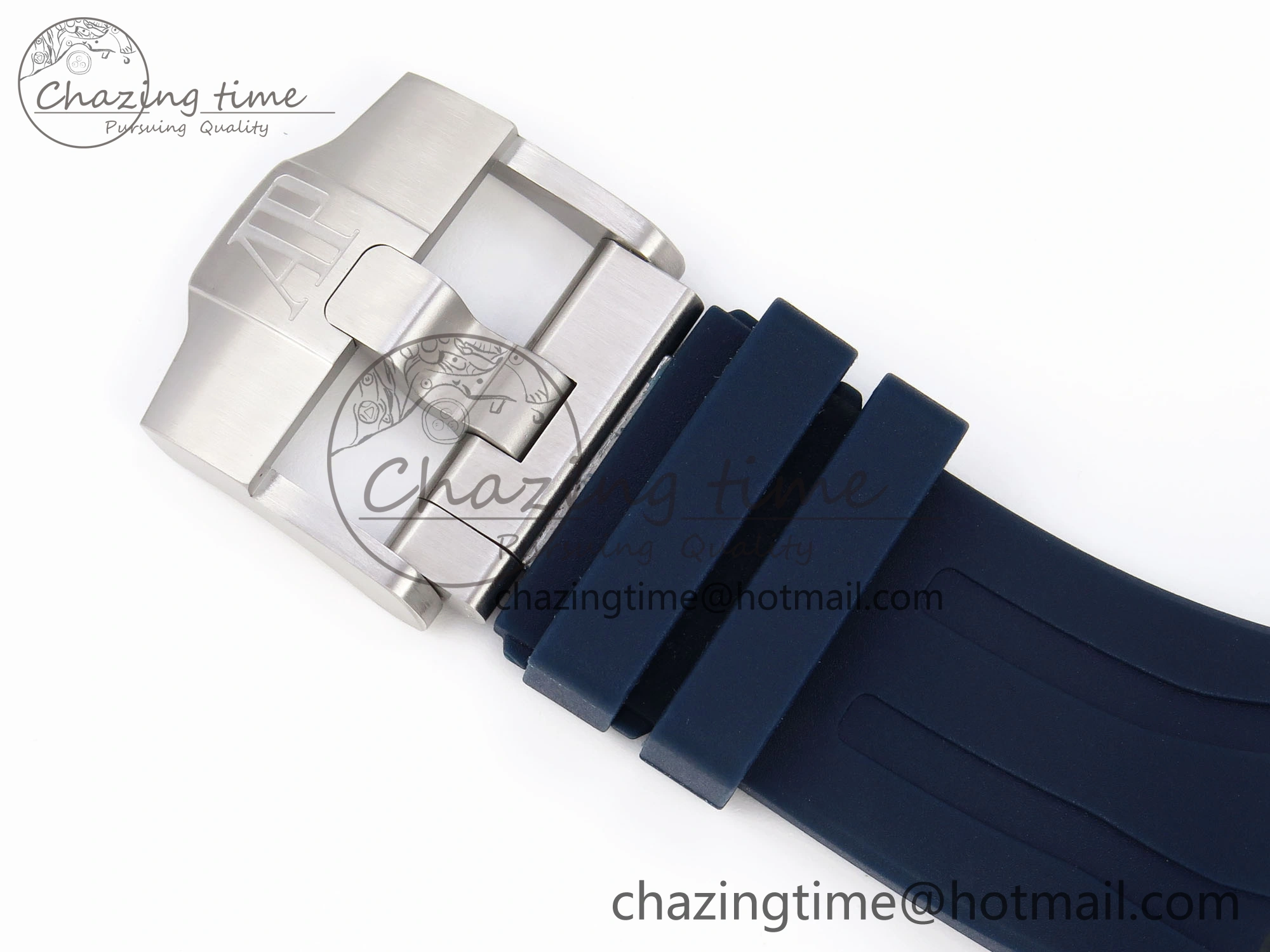 EyeCatching Royal Oak Offshore 44mm SS Bezel APF 1:1 Best Edition Blue Silver Dial on Blue Rubber Strap A 4546
