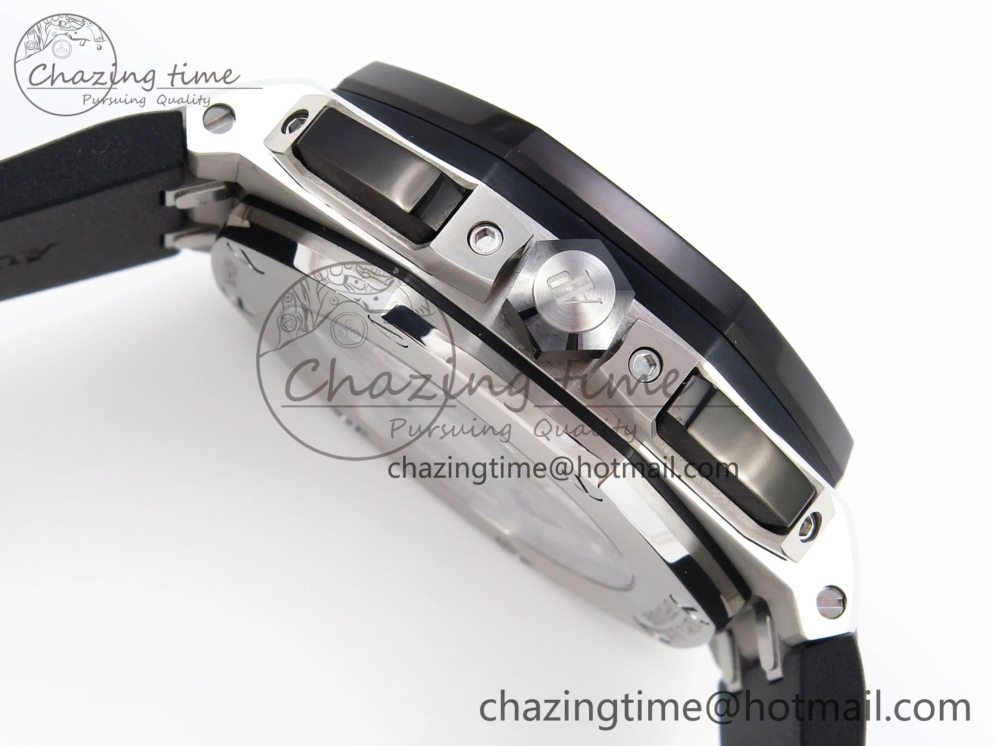 Royal Oak Offshore 44mm SS Black Ceramic Bezel APF 1:1 Best Edition Black Silver Dial on Black Rubber Strap A ZipUp 4547
