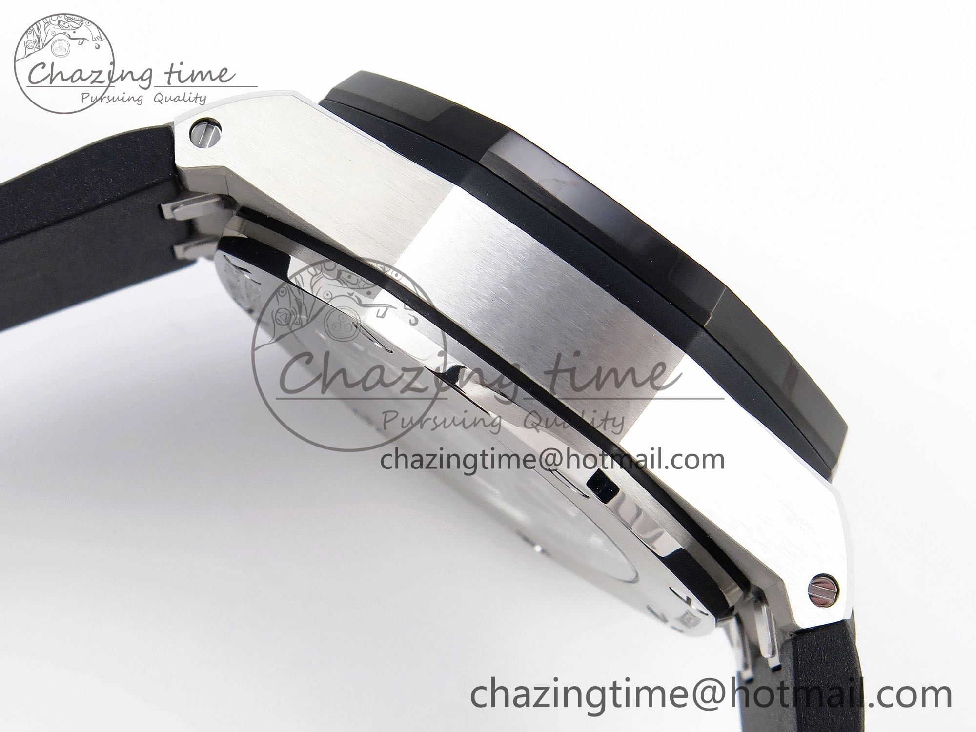 Royal Oak Offshore 44mm SS Black Ceramic Bezel APF 1:1 Best Edition Black Silver Dial on Black Rubber Strap A ZipUp 4547