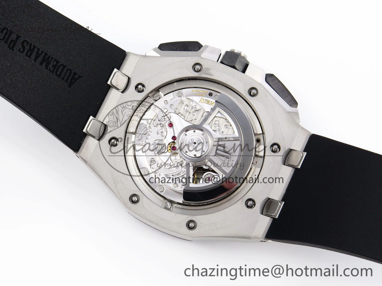 Royal Oak Offshore 44mm SS Black Ceramic Bezel APF 1:1 Best Edition Black Silver Dial on Black Rubber Strap A ZipUp 4547