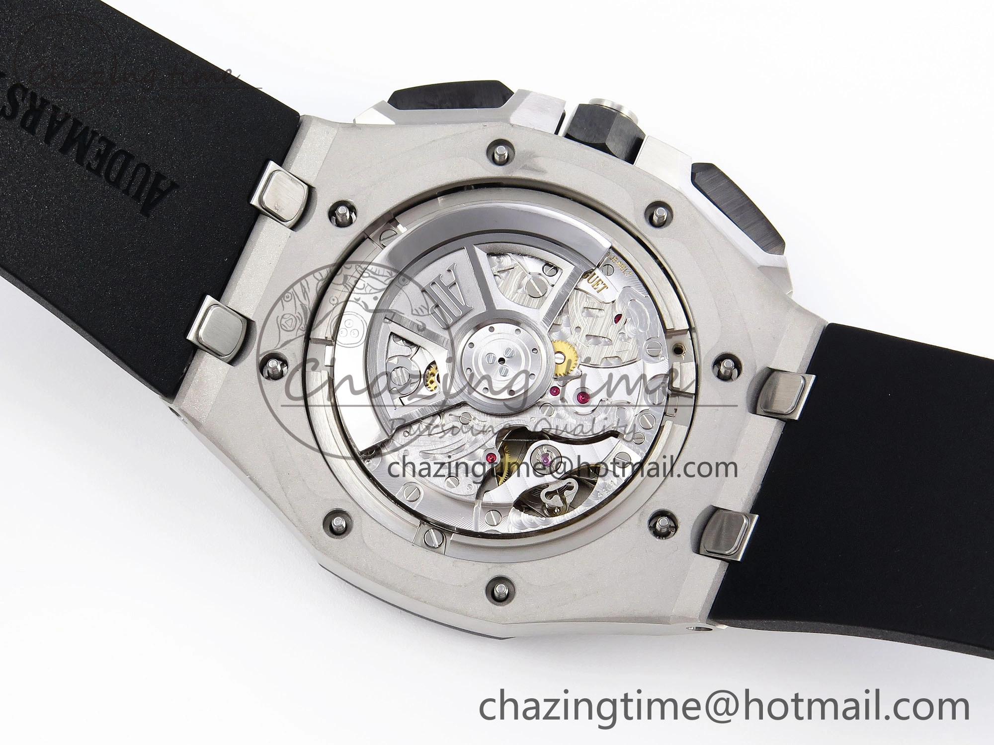 Royal Oak Offshore 44mm SS Black Ceramic Bezel APF 1:1 Best Edition Black Silver Dial on Black Rubber Strap A ZipUp 4547