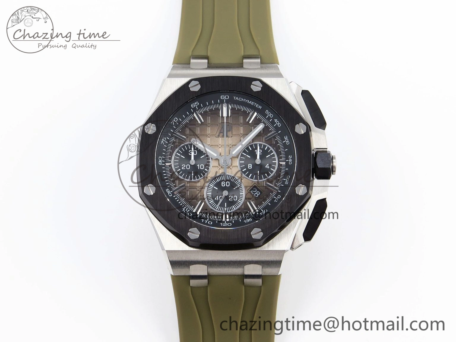 Royal Oak Offshore 44mm SS Black Ceramic Bezel APF 1:1 Best Edition Brown Dial on Brown Rubber Strap A Lightweight 4549