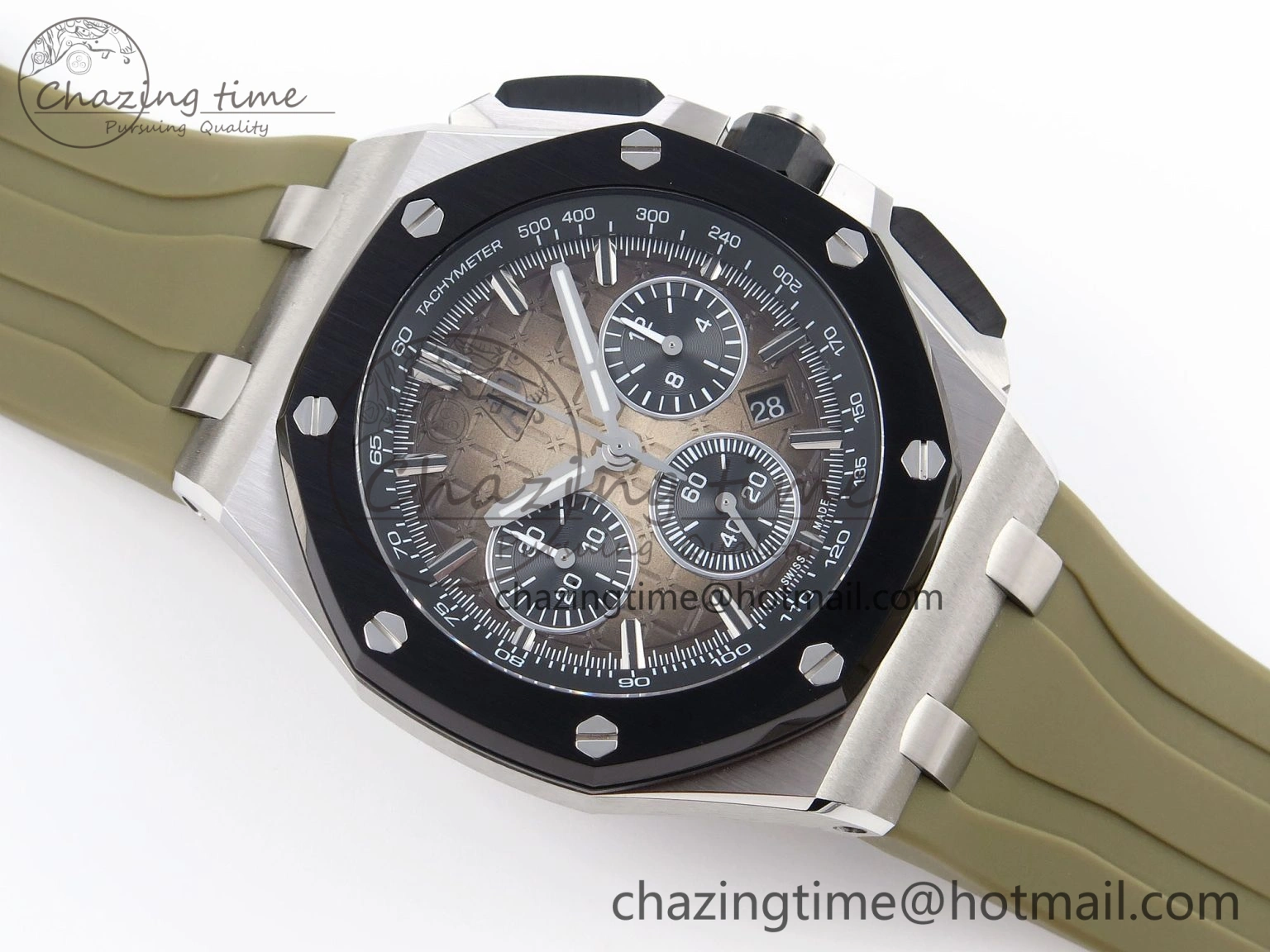 Royal Oak Offshore 44mm SS Black Ceramic Bezel APF 1:1 Best Edition Brown Dial on Brown Rubber Strap A Lightweight 4549