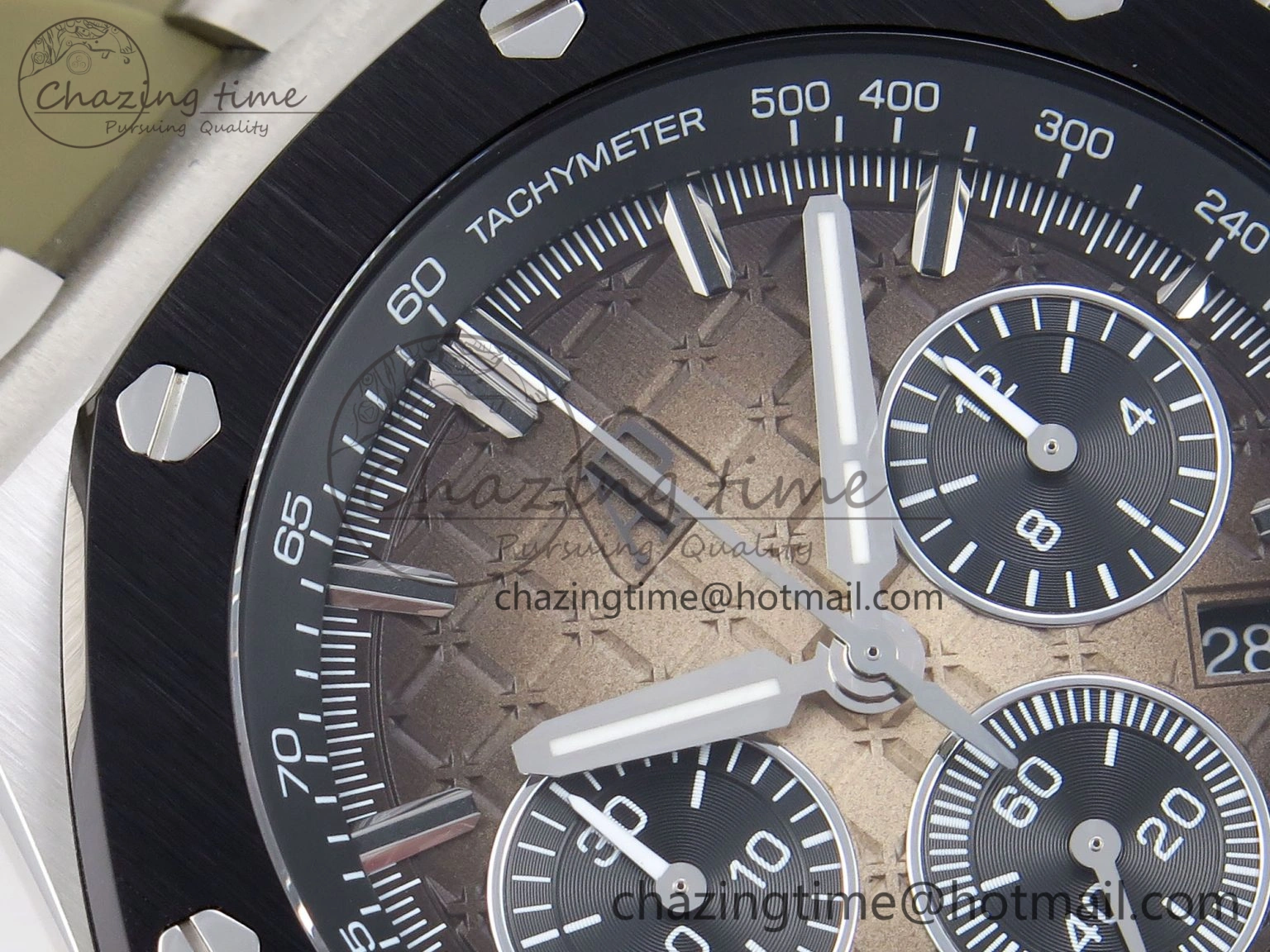 Royal Oak Offshore 44mm SS Black Ceramic Bezel APF 1:1 Best Edition Brown Dial on Brown Rubber Strap A Lightweight 4549
