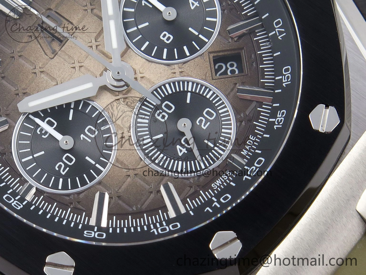 Royal Oak Offshore 44mm SS Black Ceramic Bezel APF 1:1 Best Edition Brown Dial on Brown Rubber Strap A Lightweight 4549