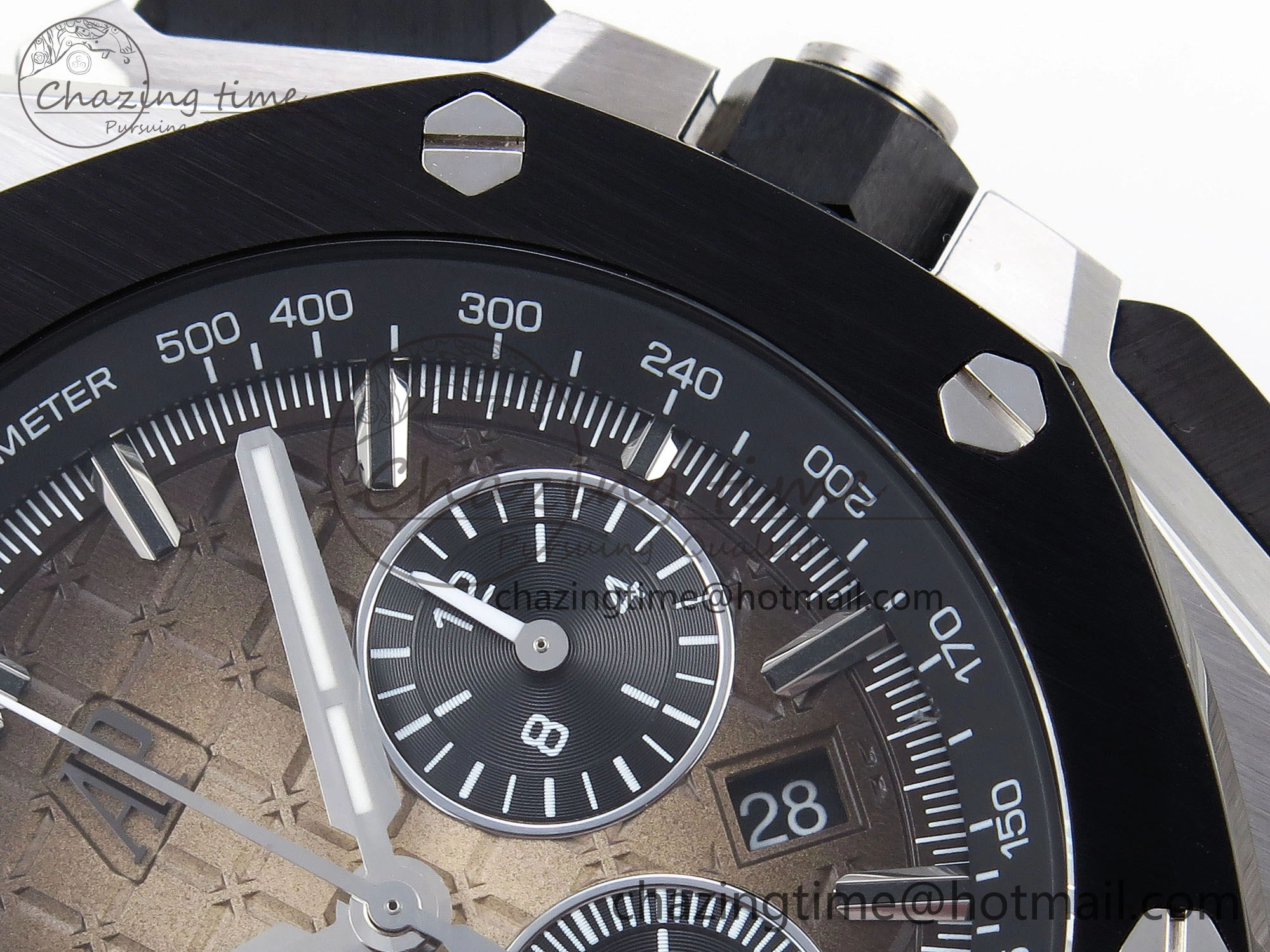 Royal Oak Offshore 44mm SS Black Ceramic Bezel APF 1:1 Best Edition Brown Dial on Brown Rubber Strap A Lightweight 4549