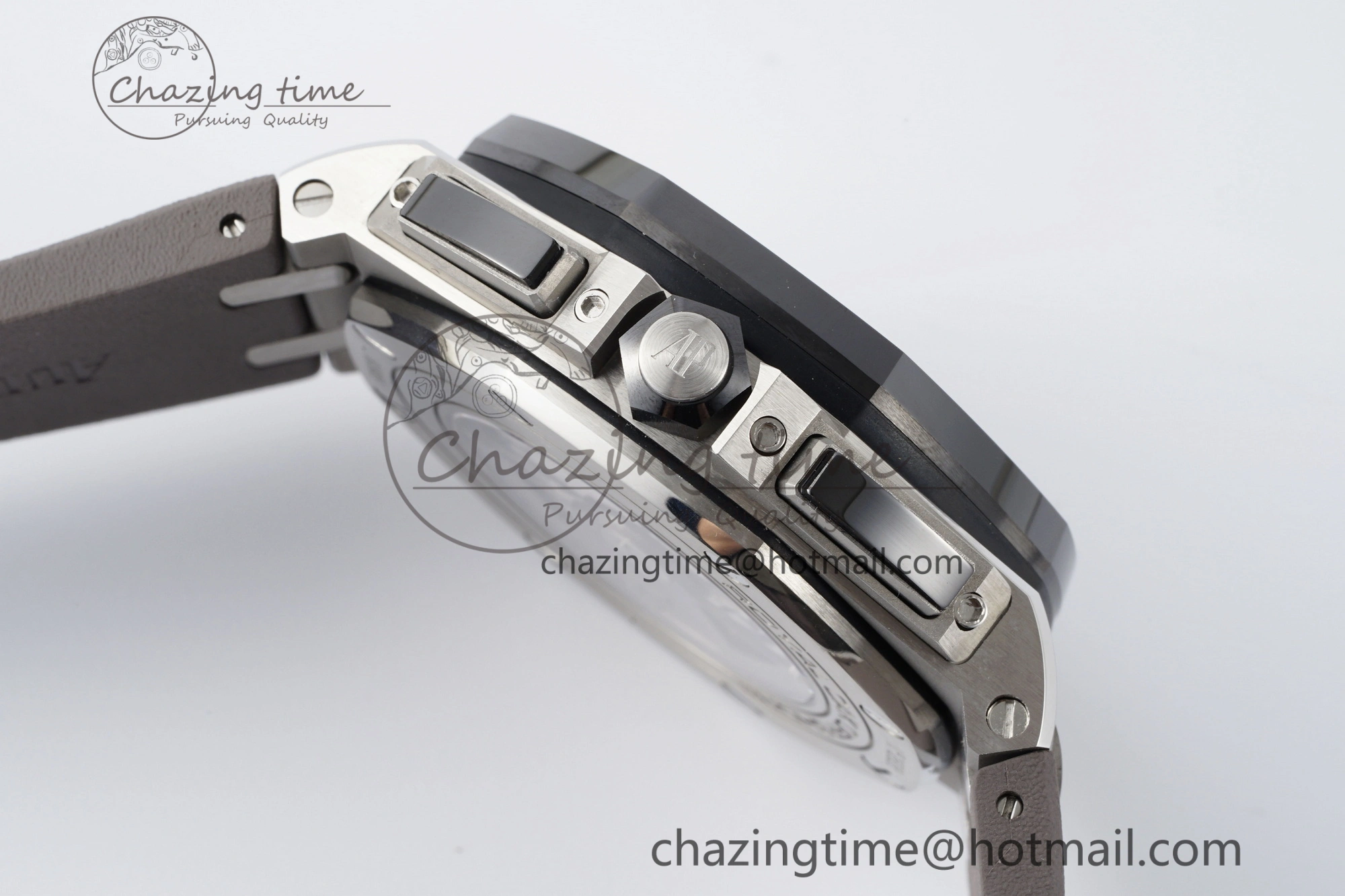 NewStyle Royal Oak Offshore 44mm SS Black Ceramic Bezel APF 1:1 Best Edition Gray Dial on Gray Rubber Strap A 4703