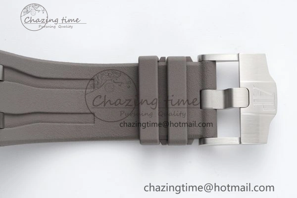 NewStyle Royal Oak Offshore 44mm SS Black Ceramic Bezel APF 1:1 Best Edition Gray Dial on Gray Rubber Strap A 4703