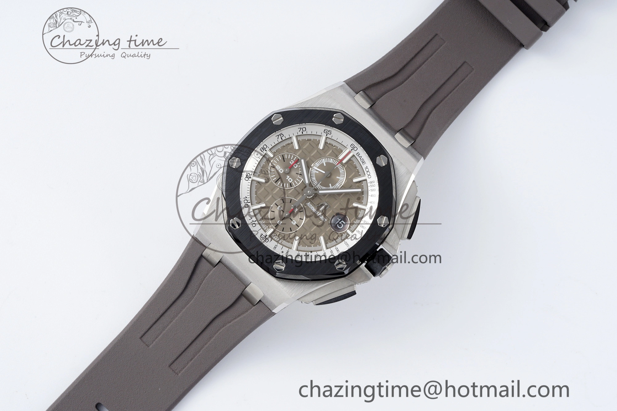 NewStyle Royal Oak Offshore 44mm SS Black Ceramic Bezel APF 1:1 Best Edition Gray Dial on Gray Rubber Strap A 4703