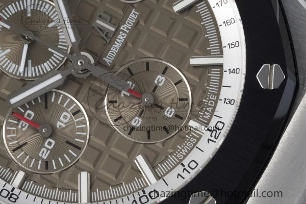 NewStyle Royal Oak Offshore 44mm SS Black Ceramic Bezel APF 1:1 Best Edition Gray Dial on Gray Rubber Strap A 4703