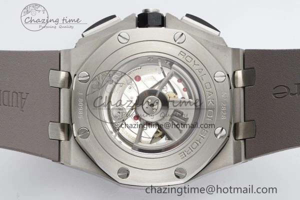 Royal Oak Offshore 44mm SS Black Ceramic Bezel APF 1:1 Best Edition Gray Blue Dial on Gray Rubber Strap A SunProtective 4700